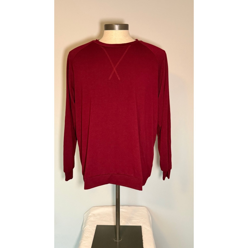 Zenana Burgundy Raglan Pullover Top Womens XL Long Sleeve Cozy Casual